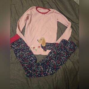 Gymboree Pink Top with Navy Floral Pajama Set